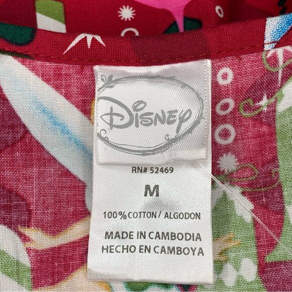 Disney NWT Tinker Bell Christmas Scrub Top Short Sleeves Red and Green … - Picture 7 of 9